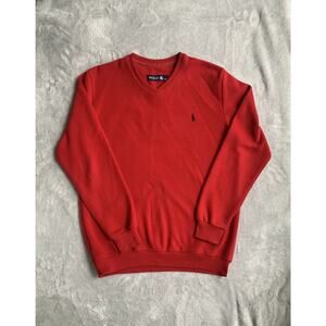 VTG Polo Ralph Lauren Sweater Mens Red Knit Pullover Blue Logo Embroidered XL